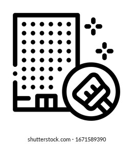 Building Clean Icon Vector. Outline Building Clean Sign. Isolated Contour Symbol Illustration