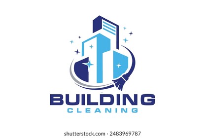 Building Cleaning company badge, emblem. Vector illustration.