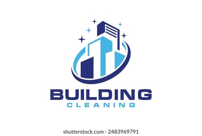 Building Cleaning company badge, emblem. Vector illustration.