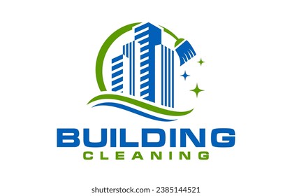 Building Cleaning Service company badge, emblem. Vector illustration