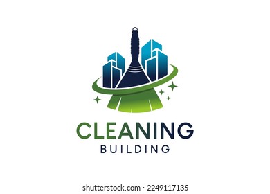 Building cleaning and cleaning service logo design with creative concept