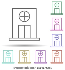 Building, clinic, hospital in multi color style icon. Simple thin line, outline vector of hospital building icons for ui and ux, website or mobile application