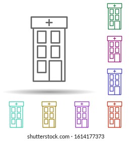 Building, clinic, hospital in multi color style icon. Simple thin line, outline vector of hospital building icons for ui and ux, website or mobile application