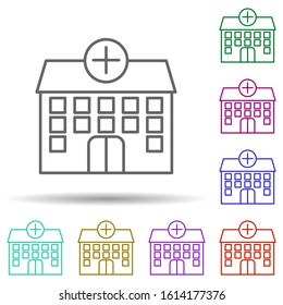 Building, clinic, hospital in multi color style icon. Simple thin line, outline vector of hospital building icons for ui and ux, website or mobile application
