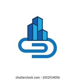 Building Clip Logo Icon Design