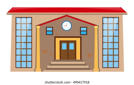 Building with clock over the door illustration