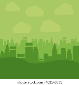 Building and clouds icon. Eco and green city theme. Colorful design. Vector illustration