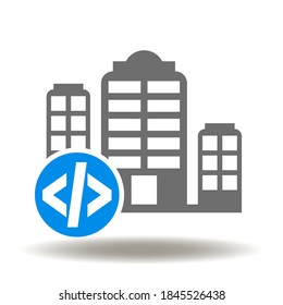 Building code icon vector. BIM Build Information Modeling Symbol. Designing Computing Programming Architecture Construction Sign.