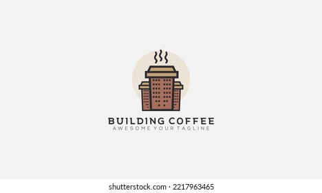 Building Coffee Logo Design vector Template
