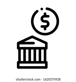 Building Coin Icon Vector. Outline Building Coin Sign. Isolated Contour Symbol Illustration