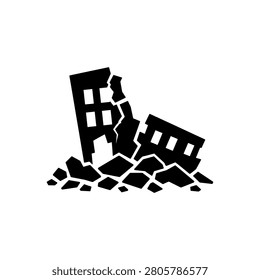 Building Collapse Rubble Icon Icon Isolated On White Background
