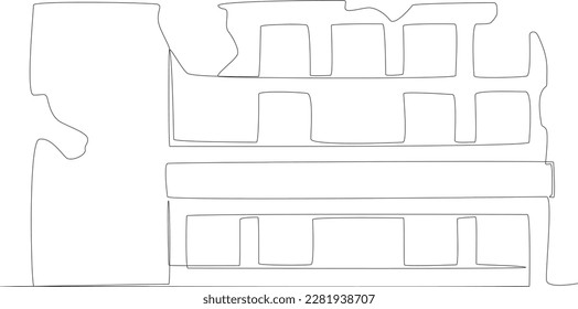 A building collapsed due to an earthquake. Earthquake one-line drawing