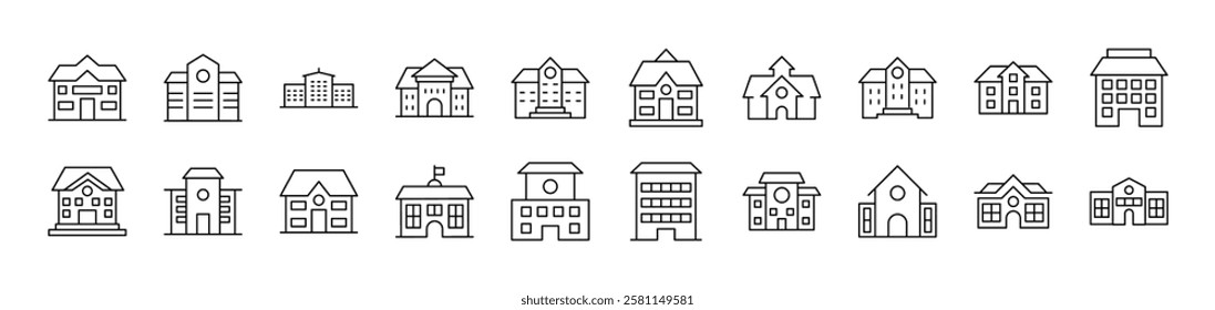 Building Collection of Thin Icons. Editable Stroke. Suitable for Web Sites, Books, Cards, Apps