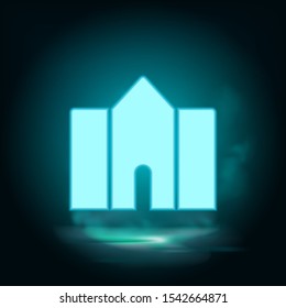 Building, college neon icon - Vector. Blue neon illustration. Building, college neon icon - Vector. Infographic concept vector illustration