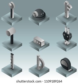 Building color gradient isometric icons. Vector illustration, EPS 10