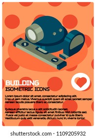 Building color isometric poster. Vector illustration, EPS 10