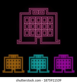 building color neon set. Simple thin line, outline vector of web icons for ui and ux, website or mobile application