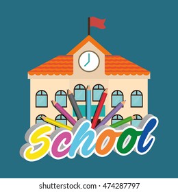 building colors back to shool education  icon set. Colorful and flat design. Vector illustration