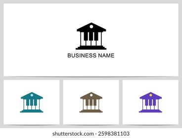 Building Column Courthouse Piano Keys Logo Design