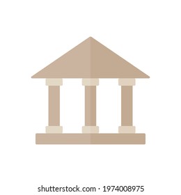 Building with columns. Bank icon. University colorful symbol. Ancient Greek culture sign. Greece architecture. Vector isolated on white