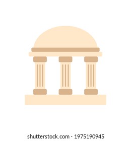 Building with columns. Bank icon. University colorful symbol. Ancient Greek culture sign. Greece architecture. Vector isolated on white