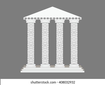 Building with columns. Column. Doric, Roman style. Vector illustration.