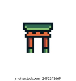 Building columns house icon pixel art style, isolated on white, vector graphic illustration. Design for stickers, logo, web and mobile app.