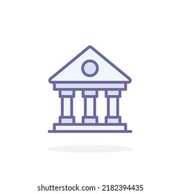 Building with columns icon in filled outline style. For your design, logo. Vector illustration.