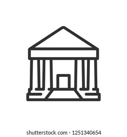 building with columns. linear icon. Line with editable stroke
