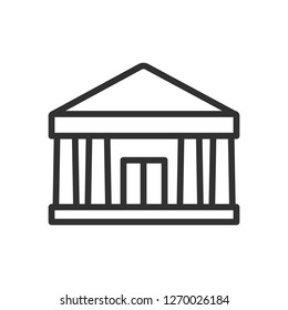 building with columns. linear icon. Line with editable stroke