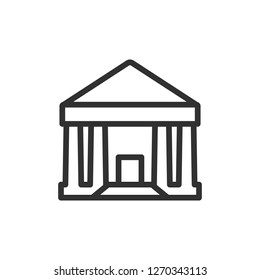 building with columns. linear icon. Line with editable stroke
