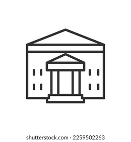 A building with columns, linear icon. Line with editable stroke