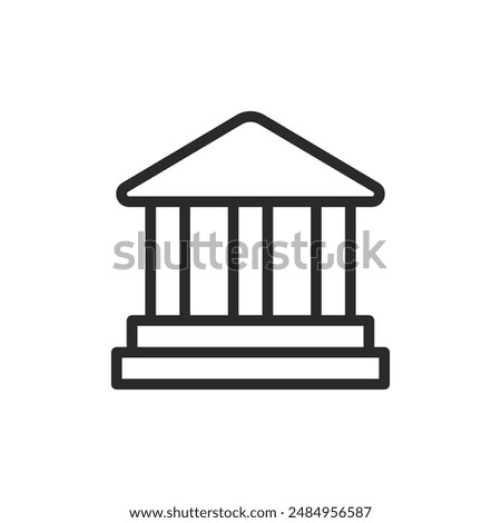 Building with columns, linear style icon. Editable stroke width