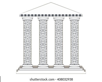 Building with columns. Paper building. Column. Doric, Roman style. Vector illustration.