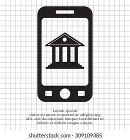 building with columns symbol vector illustration