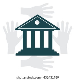 building with columns symbol vector illustration