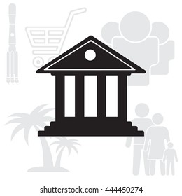 building with columns symbol vector illustration
