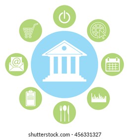 building with columns symbol vector illustration
