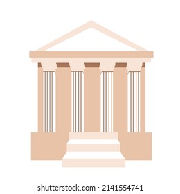 Building with columns vector stock illustration. The structure of the bank. Antique theart. Isolated on a white background. Greek temple.