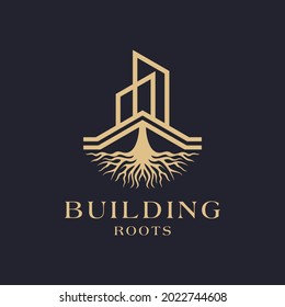 Building commercial outline and roots with business card