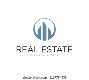 Building Commercial Real Estate Logo Design Template Vector