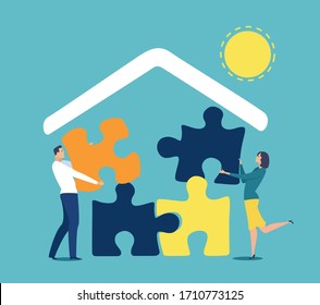 Building a common house. Vector illustration