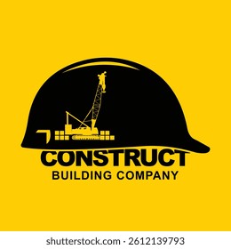 Building company logo featuring safety helmet icon