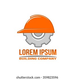 Building Company Logo With Helmet And Gearwheel