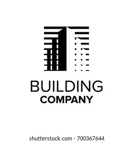 Building company logo. Property symbol. Abstract building illustration. Black real estate logo template