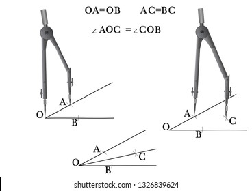 Building with compasses on the lessons of mathematics and geometry: the bisectors of the angle, hexagon, the angle equal to this and others.