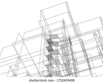 
concepto de construcción arquitectura abstracta 3d ilustración