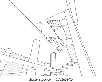 
building concept abstract architecture 3d illustration