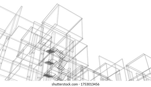 
building concept abstract architecture 3d illustration