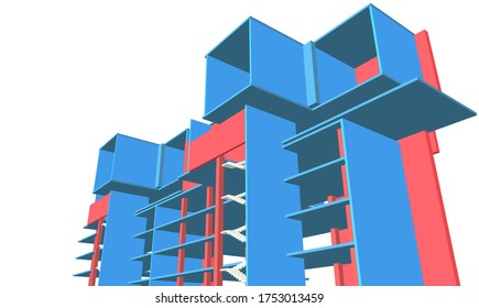 
abstrakte Gebäudearchitektur 3D-Illustration
